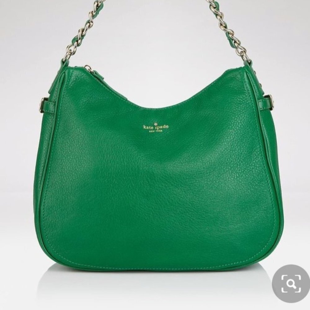 Kate Spade Cobble Hill Finley Hobo Pebbled Leather Shoulder Bag Shamrock Green